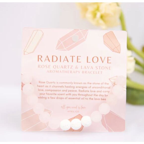 NEW AYNIL Radiate Love Rose Quartz Stone Aromatherapy Diffuser Bracelet - Picture 2 of 10